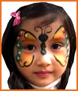 Birthday kid picked butterfly for her facepaint in Brooklyn NYC