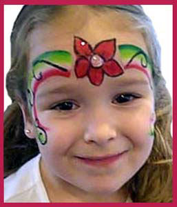 Girl in Long Island NY loves this facepainting of flower rainbow crown