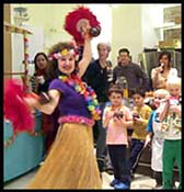 Hula dancer Daisy Doodle at kids party teaches dance for childrens birthday party in new york