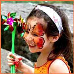 Butterfly girls facepainting for childrens birthday party in nyc