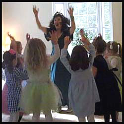 Children dancing with entertainer Daisy Doodle at kids birthday party in Queens NYC