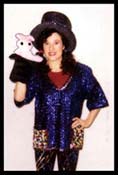 Kids entertainer Daisy Doodle at a childrens party magic show in new york.