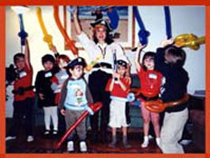 Kids entertainer Daisy Doodle performing at pirate childrens party in new york city