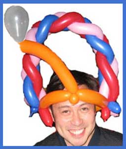Daisy Doodle twisted balloon hats for adult birthday party entertainment in Manhattan nyc