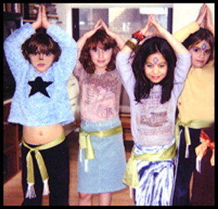 , Children posing at belly dance birthday party in Manhattan nyc