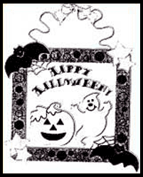 Children decorate a picture frame as Halloween crafts projects entertainment