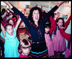 Children dance the YMCA with Daisy Doodle at birthday party in Queens NYC